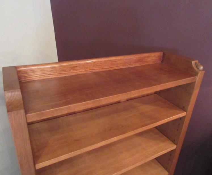 Superb Mouseman Adzed Oak Open Bookcase - Image 2