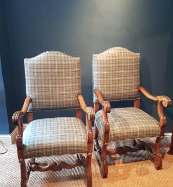 Pair of Victorian Walnut Framed Arm Chairs