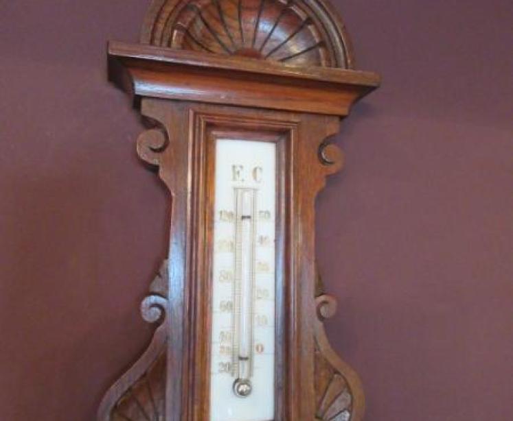 Small Victorian Polished Oak Banjo Barometer - Image 2