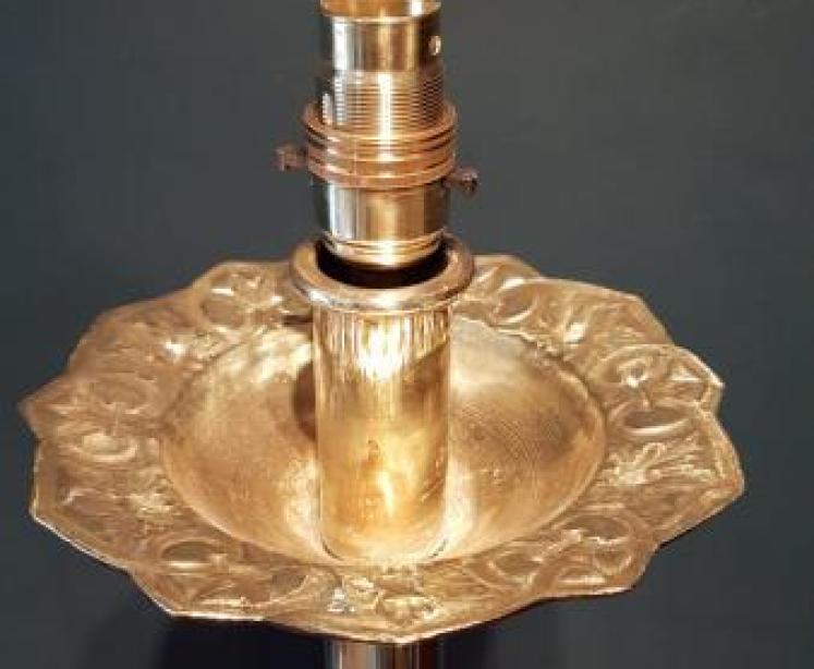 Pair of Victorian Cast Brass Church Candlesticks Lamps - Image 3