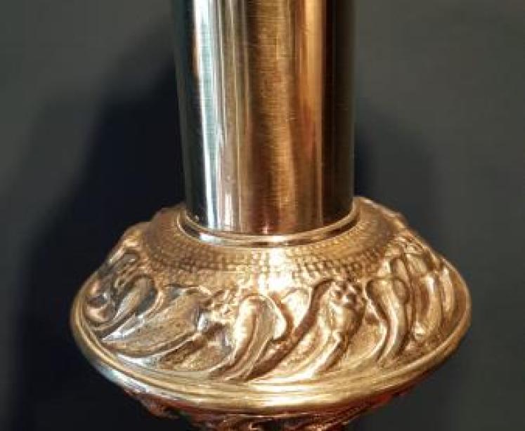 Pair of Victorian Cast Brass Church Candlesticks Lamps - Image 5