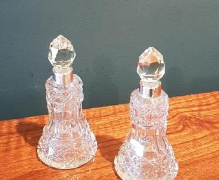 Pair of Silver Mounted Cut Crystal Scent Bottles - Image 2