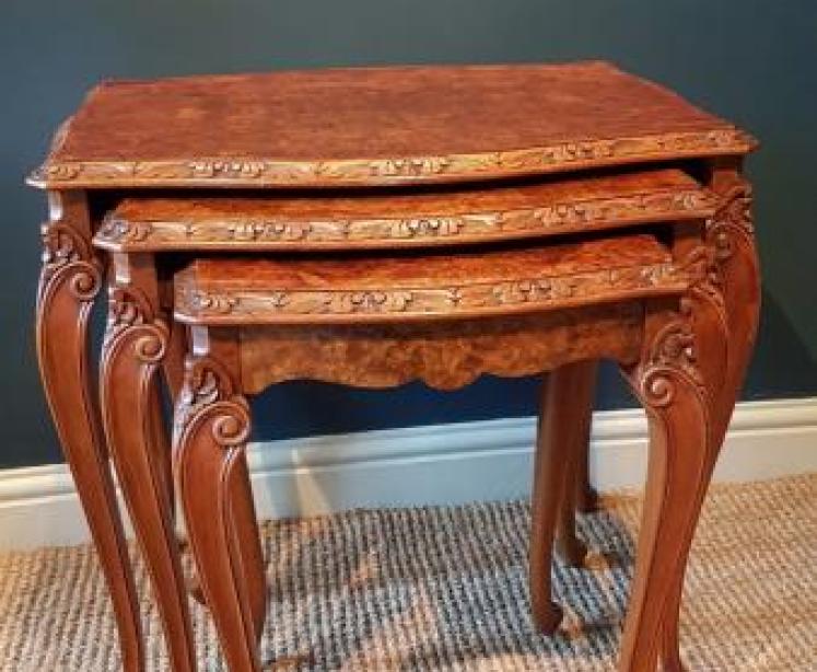 1920's Burr Walnut Nest of Tables - Image 1