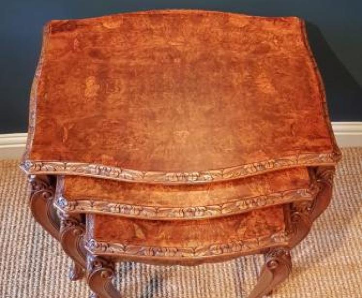 1920's Burr Walnut Nest of Tables - Image 2