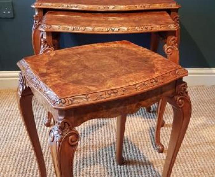 1920's Burr Walnut Nest of Tables - Image 5