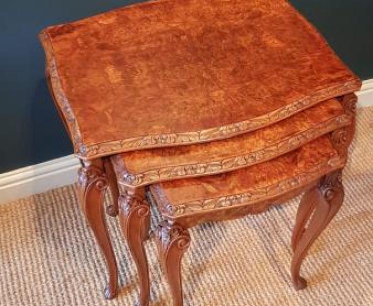1920's Burr Walnut Nest of Tables - Image 6