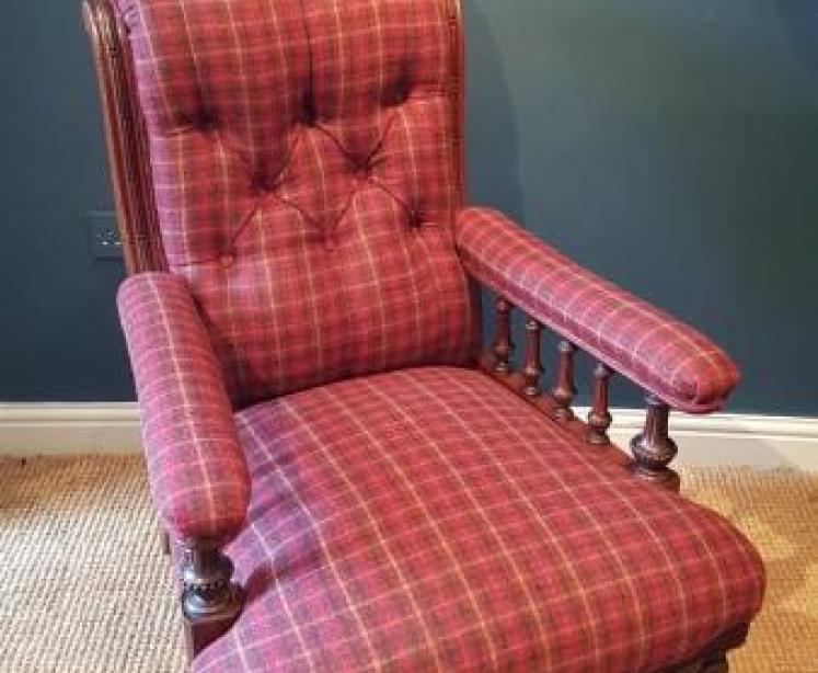 Antique Mahogany Open Arm Chair - Image 2