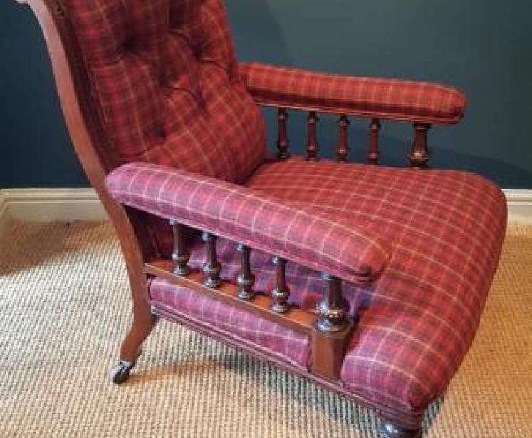 Antique Mahogany Open Arm Chair - Image 6