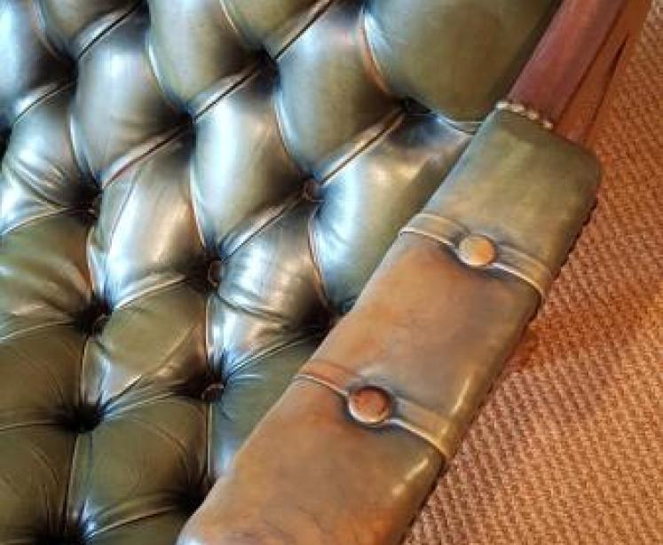 Antique Button Hide Library Arm Chair - Image 5