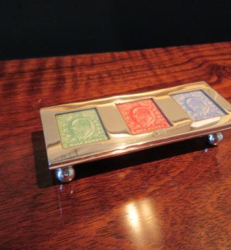 Immaculate Antique Silver Triple Stamp Box