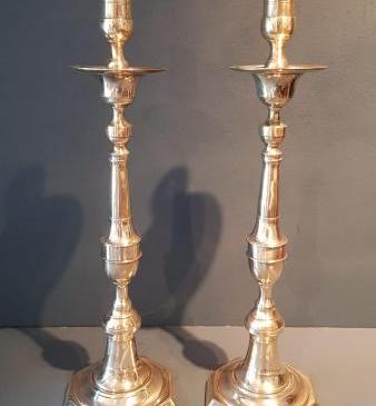 Large Pair of Early Victorian Brass Candlesticks