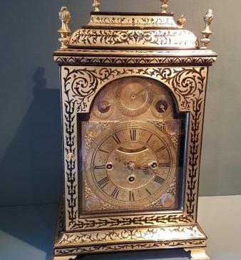 Fine Quality Regency Brass Inlaid Double Fusse Verge Bracket Clock