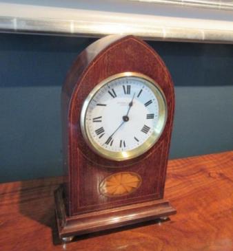 Edwardian Sheraton Inlaid Dent of London Mantel Clock