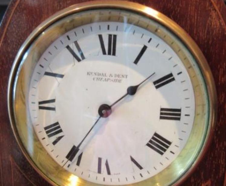 Edwardian Sheraton Inlaid Dent of London Mantel Clock - Image 2