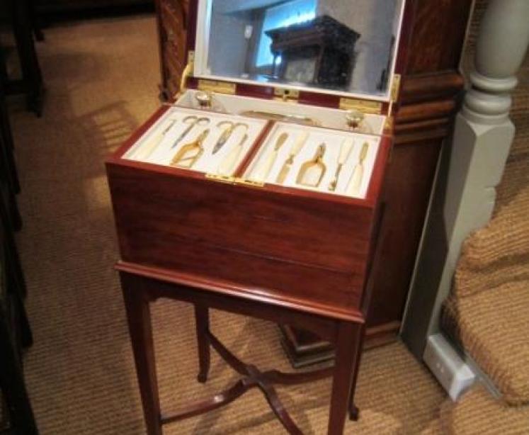 Superb Edwardian Inlaid Dressing Case on Stand - Image 1