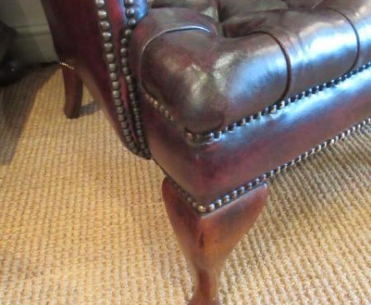 Antique Leather Chesterfield Wing Armchair - Image 4