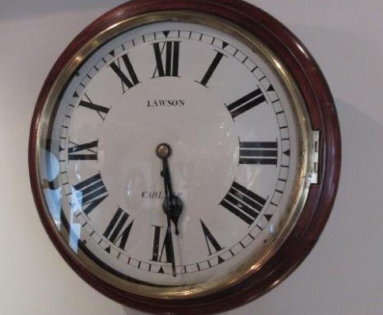 Antique Single Fusee 14" Dial Carlisle Wall Clock - Image 1