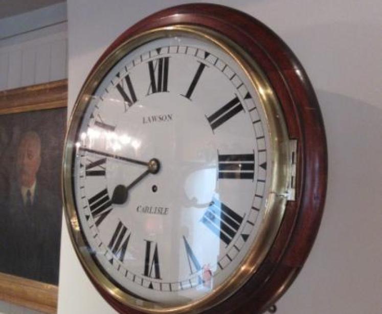 Antique Single Fusee 14" Dial Carlisle Wall Clock - Image 7