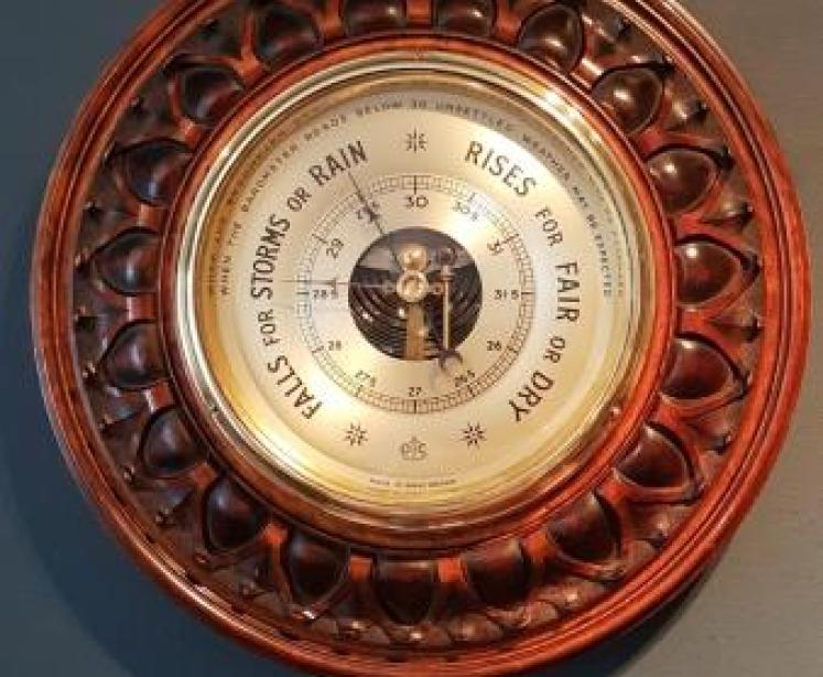 Superb Victorian Carved Mahogany Wheel Barometer - Image 1