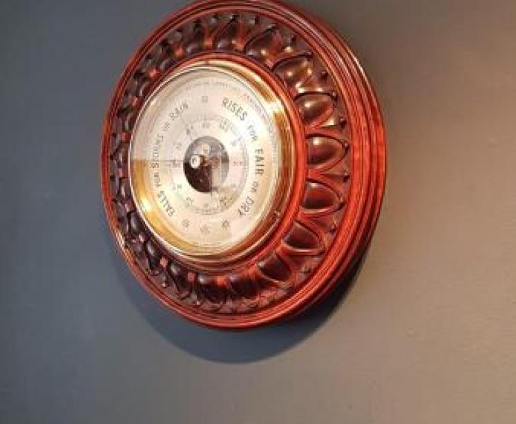 Superb Victorian Carved Mahogany Wheel Barometer - Image 2