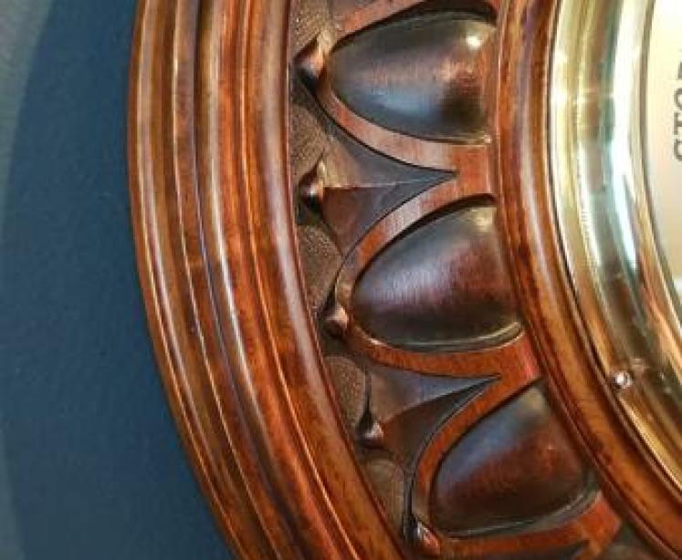 Superb Victorian Carved Mahogany Wheel Barometer - Image 4