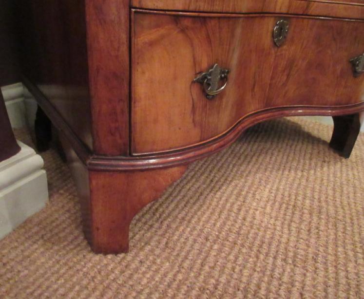Antique Figured Walnut Serpentine Chest of Drawers - Image 6