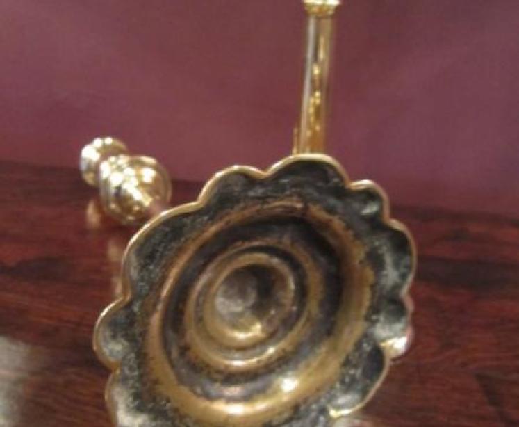 Original Pair of George III Brass Seamed Candlesticks - Image 4