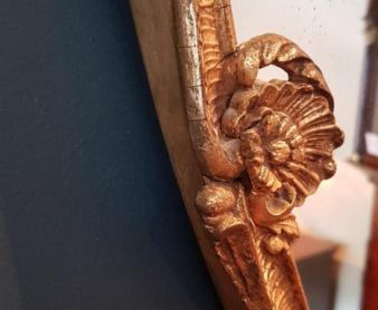 Antique Plaster Gilt Shield Shaped Mirror - Image 3