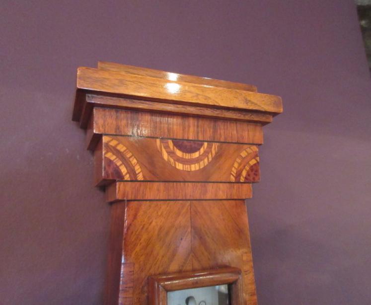 Superb Art Deco Figured Walnut Inlaid Banjo Barometer - Image 4