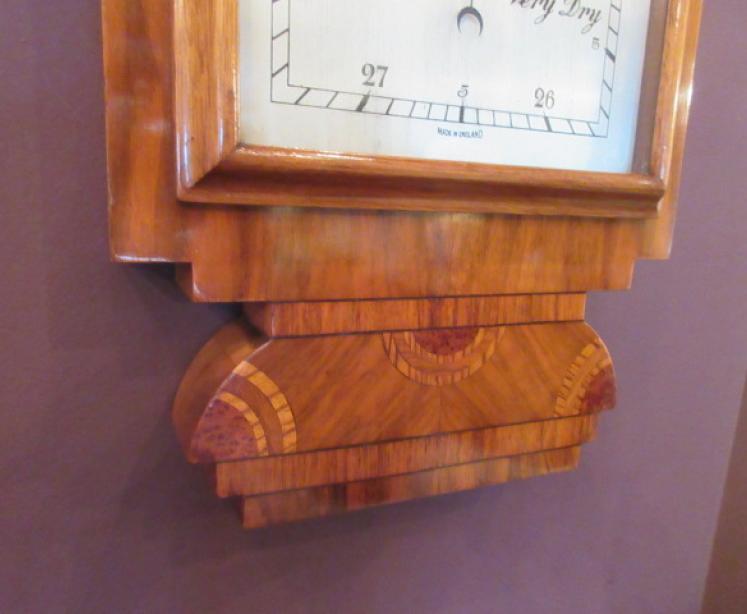 Superb Art Deco Figured Walnut Inlaid Banjo Barometer - Image 6