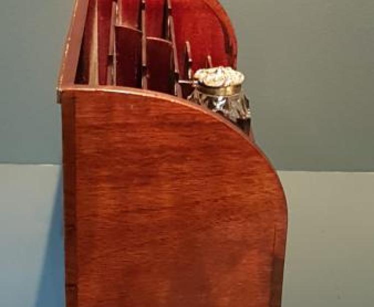 Late Victorian Inlaid Letter Rack & Inkwell - Image 3