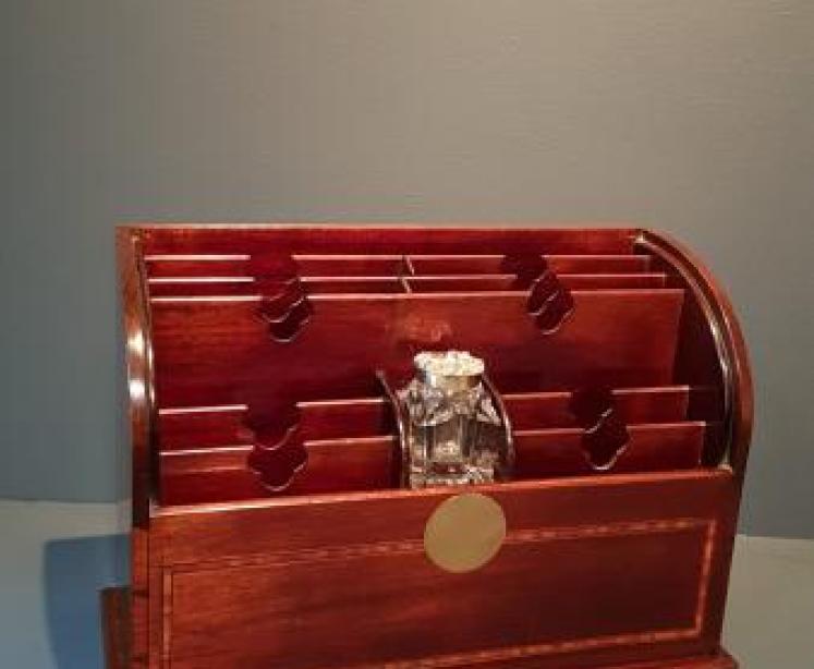 Late Victorian Inlaid Letter Rack & Inkwell - Image 6