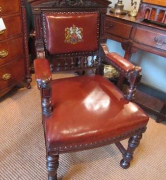 Superb Victorian Oak Court Room Armchair