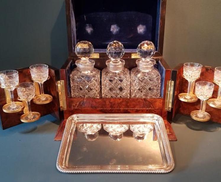 Superb Victorian Burr Walnut Tantalus Box - Image 6