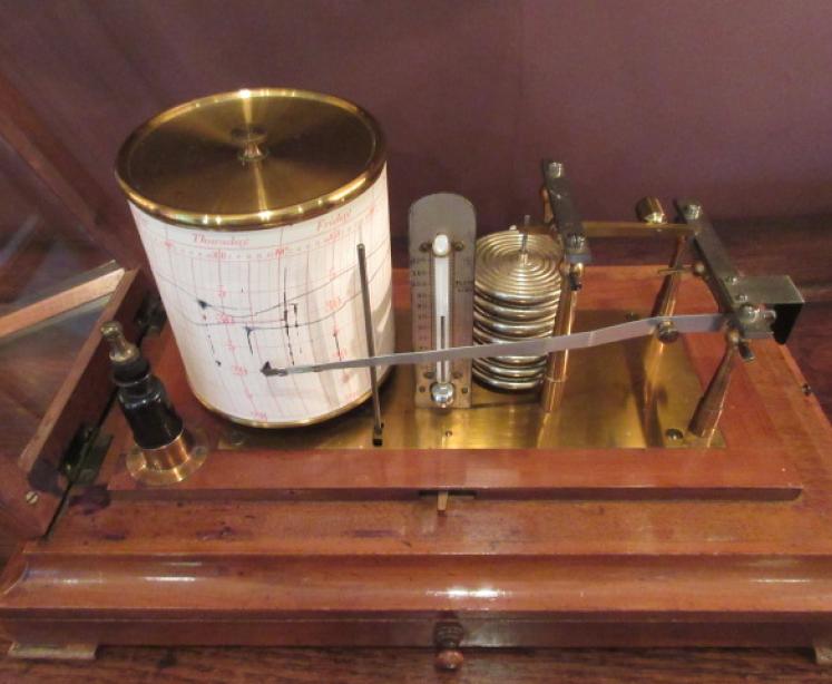 Victorian Walnut Cased Barograph with Thermometer - Image 2