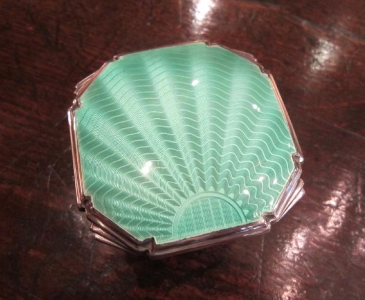 Superb Art Deco Silver & Guilloche Enamel Ring Box - Image 2