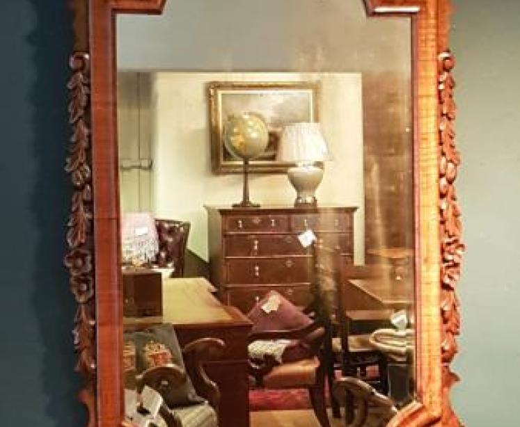 Early Victorian Walnut Mirror - Image 1