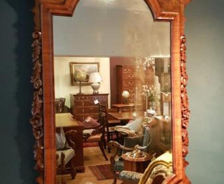 Early Victorian Walnut Mirror - Image 3