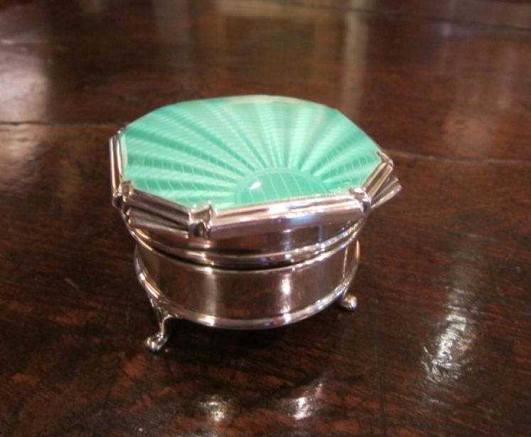 Superb Art Deco Silver & Guilloche Enamel Ring Box - Image 5