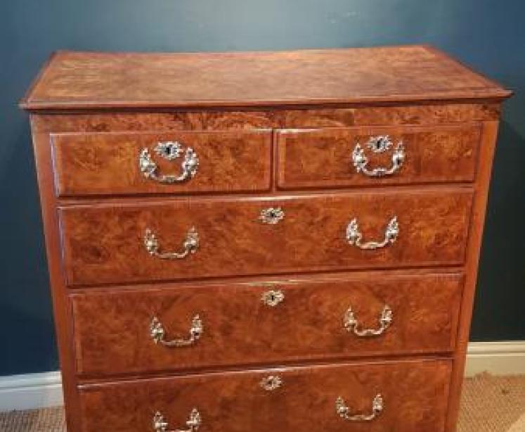 Superb Quality Victorian Burr Walnut Chest of Drawers - Image 1