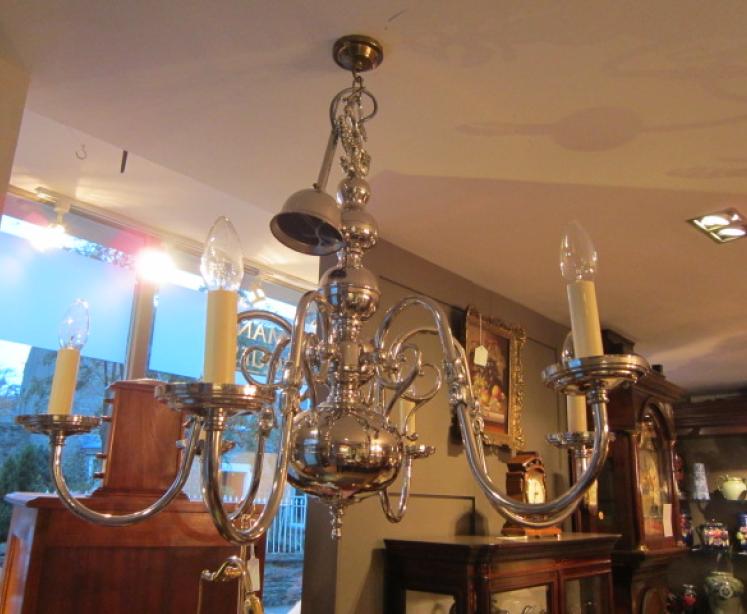 High Quality Edwardian Nickel Plated Chandelier - Image 1