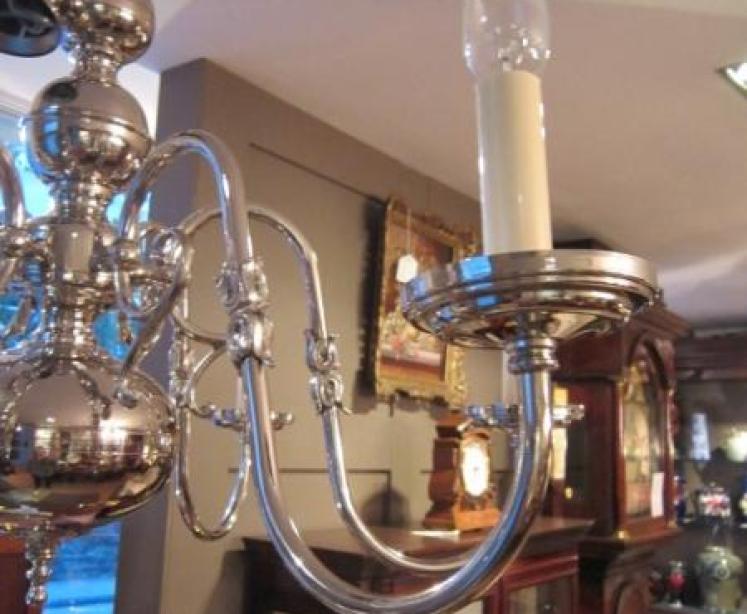 High Quality Edwardian Nickel Plated Chandelier - Image 3