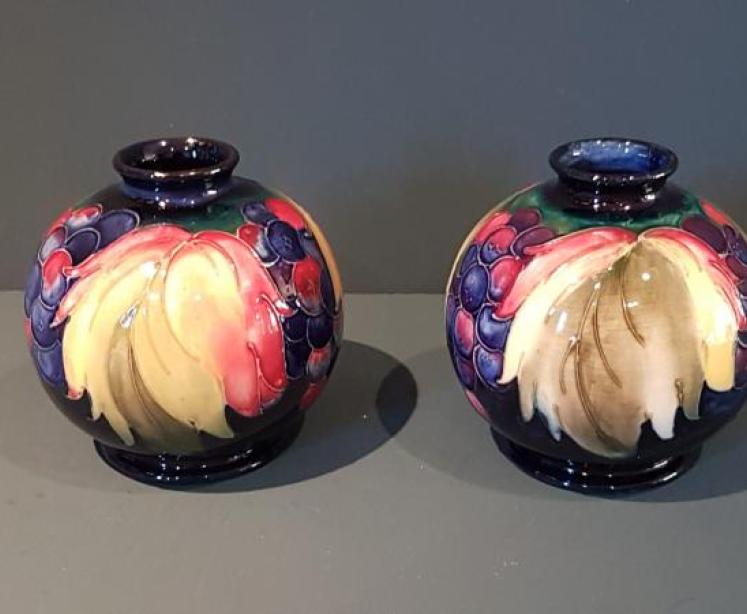 Pair of Moorcroft Leaf and Berries Globular Vases - Image 1