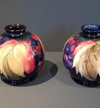 Pair of Moorcroft Leaf and Berries Globular Vases