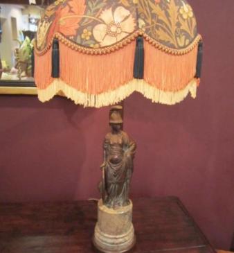 Heavy Quality 1930's Bronze Table Lamp & Shade