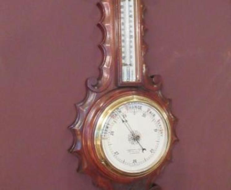 Superb Mid Victorian Mahogany Banjo Barometer - Image 1