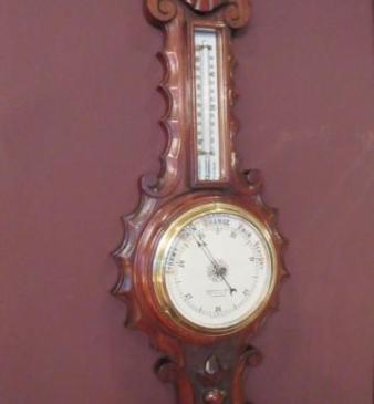 Superb Mid Victorian Mahogany Banjo Barometer