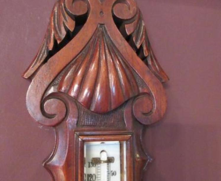 Superb Mid Victorian Mahogany Banjo Barometer - Image 7