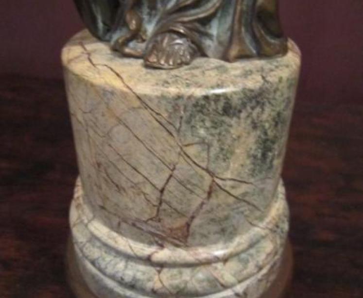 Heavy Quality 1930's Bronze Table Lamp & Shade - Image 4