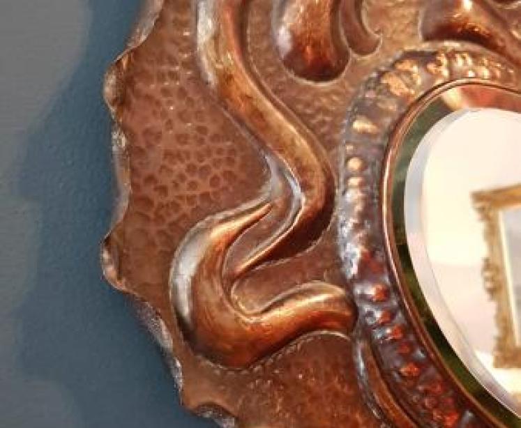 Arts and Crafts Copper Heart Shaped Mirror - Image 3